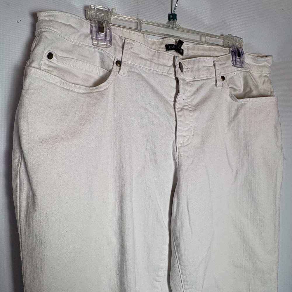 Eileen Fisher Womens White Skinny Slim Leg Jeans Size 14 Made in USA Stretch - Picture 3 of 8
